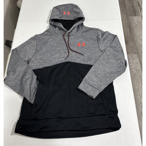 Under Armour Heather Gray and Black Hoodie with Red Logo